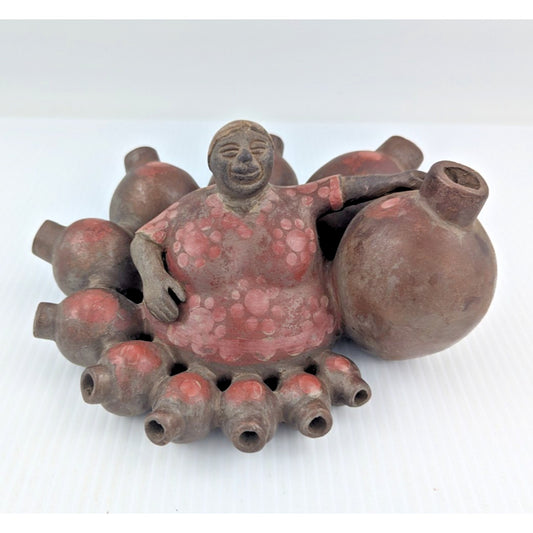 Vintage Peru Chulucanas by Cesar Alache Art Folk Pottery Clay Artist Signed