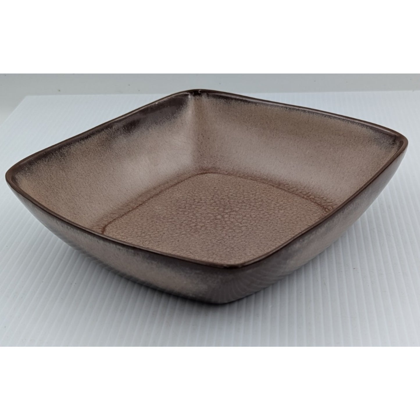 Frankoma Pottery Plainsman Brown Chip and Dip Platter and Square Salad Bowl 5NS