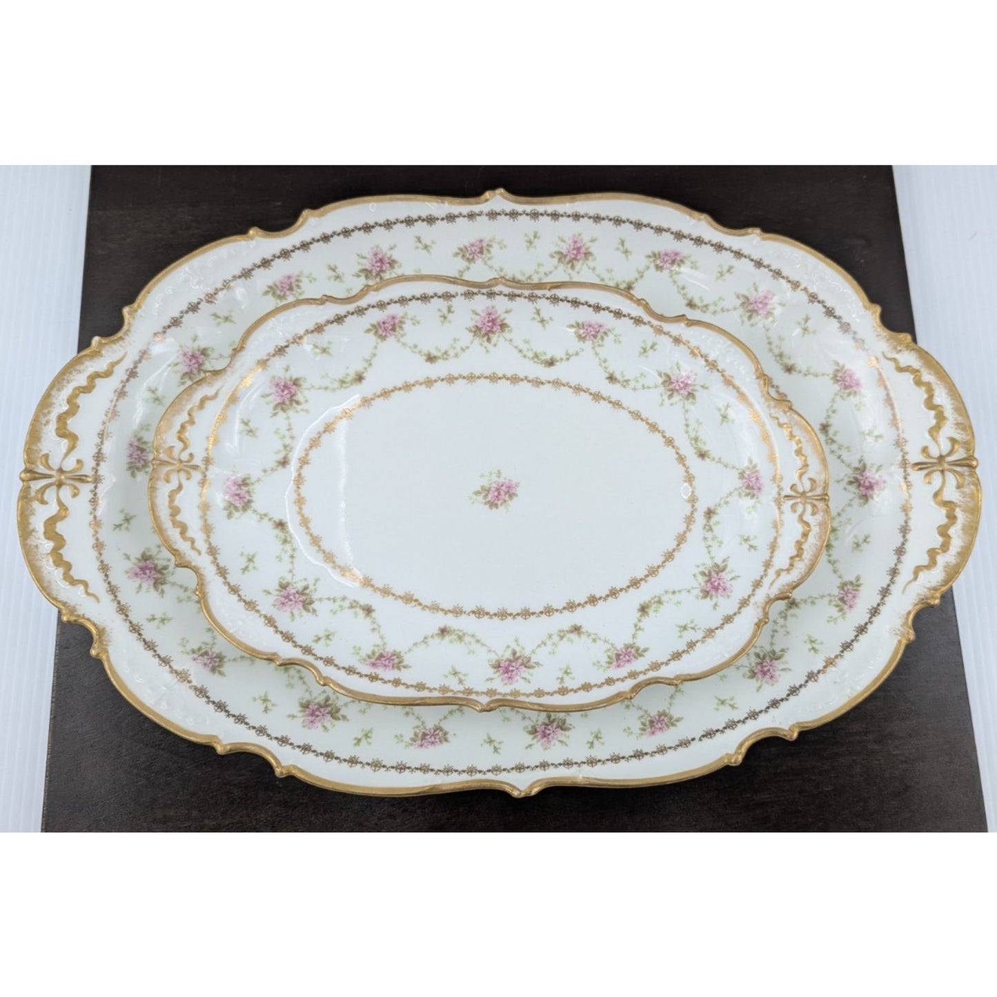 Charles Field Haviland Limoges Floral Oval Serving Platter Set of 2 GDA France