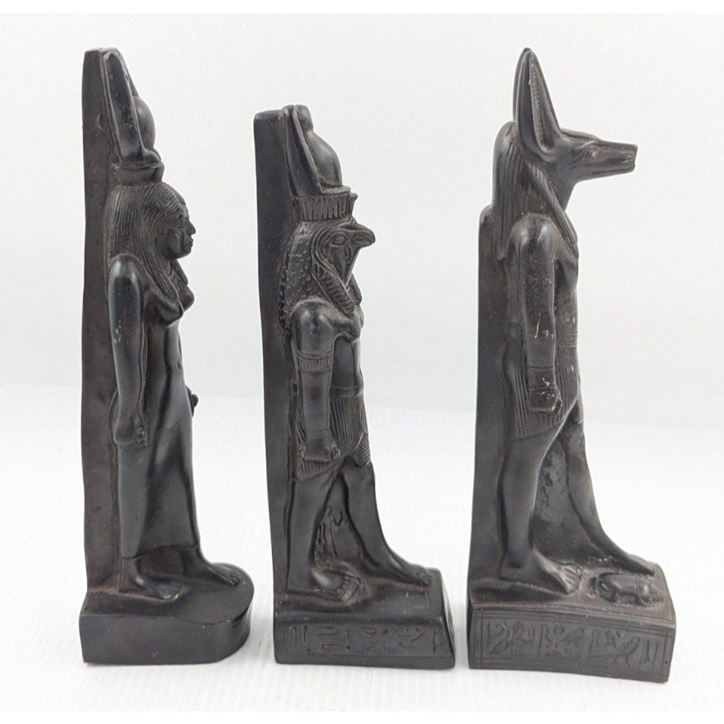 Egyptian God Figurine Set of 3 - Isis, Horus, Anubis 10" - 11" Tall