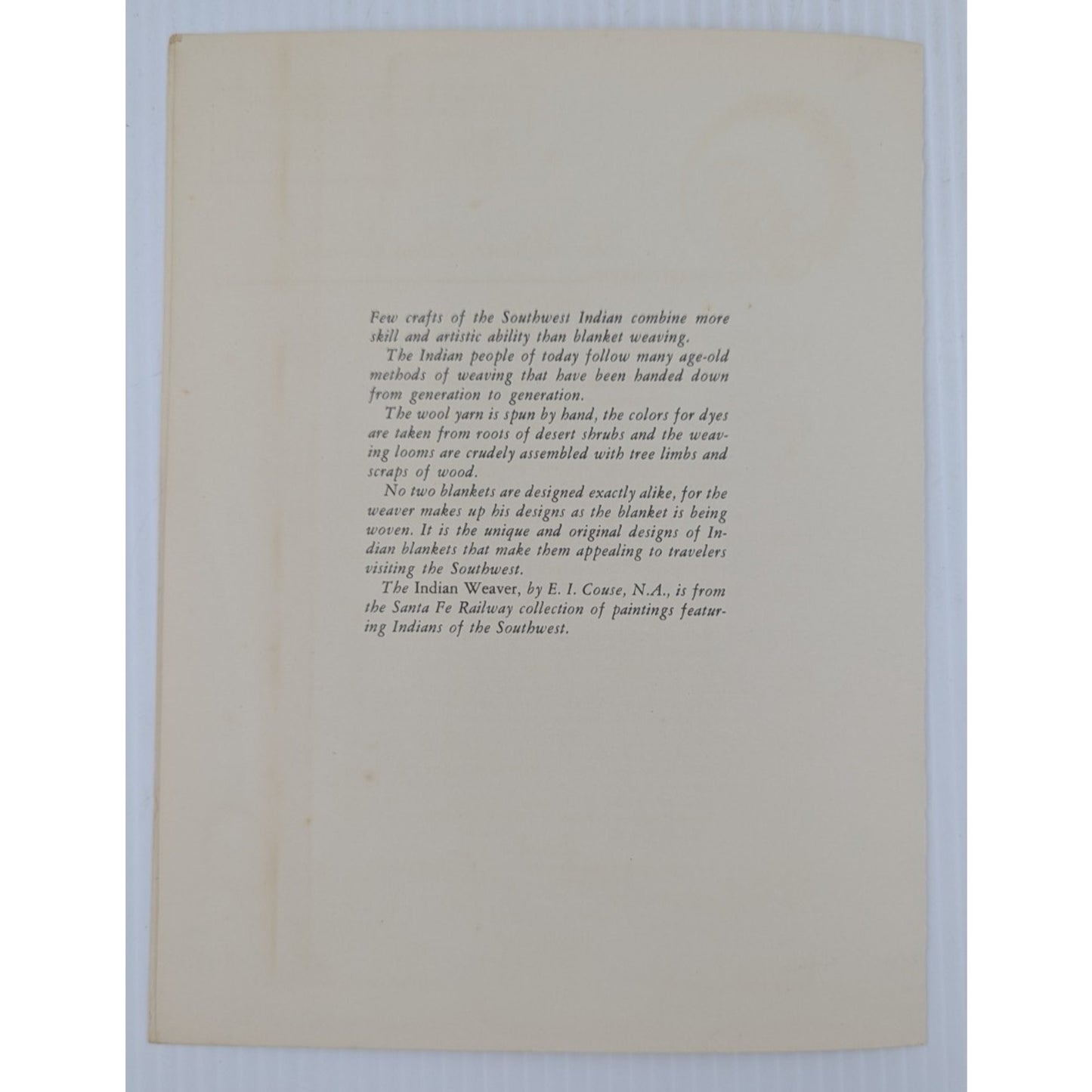 Santa Fe Railroad Super Chief Turquoise Room Menu & Champagne Dinner 14" x 11"