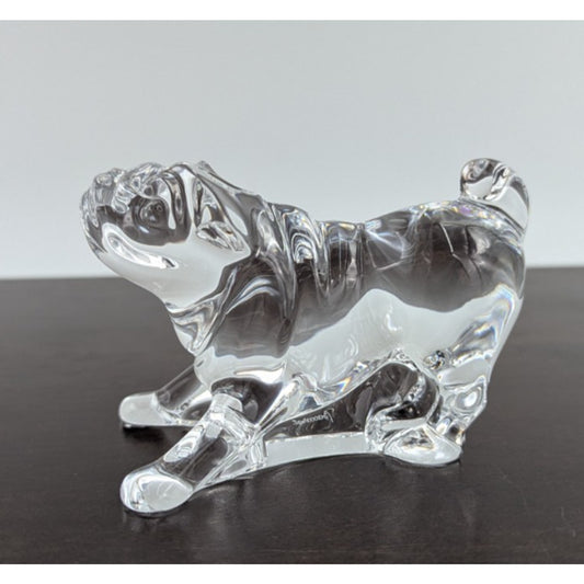 Baccarat Crystal Mops Hund Carlin Pug Dog Puppy Figurine Paperweight France