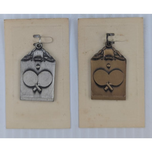 1960 Table Tennis Medal Pendant Award Atlanta Parks & Recreation Dept. Lot of 2