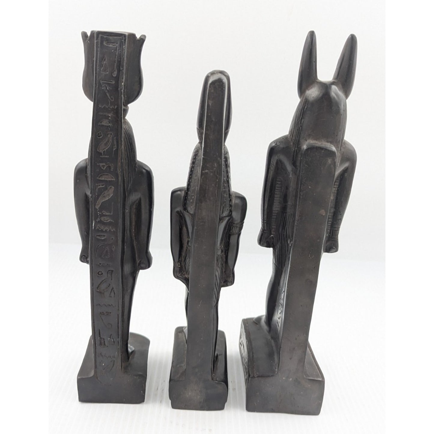 Egyptian God Figurine Set of 3 - Isis, Horus, Anubis 10" - 11" Tall