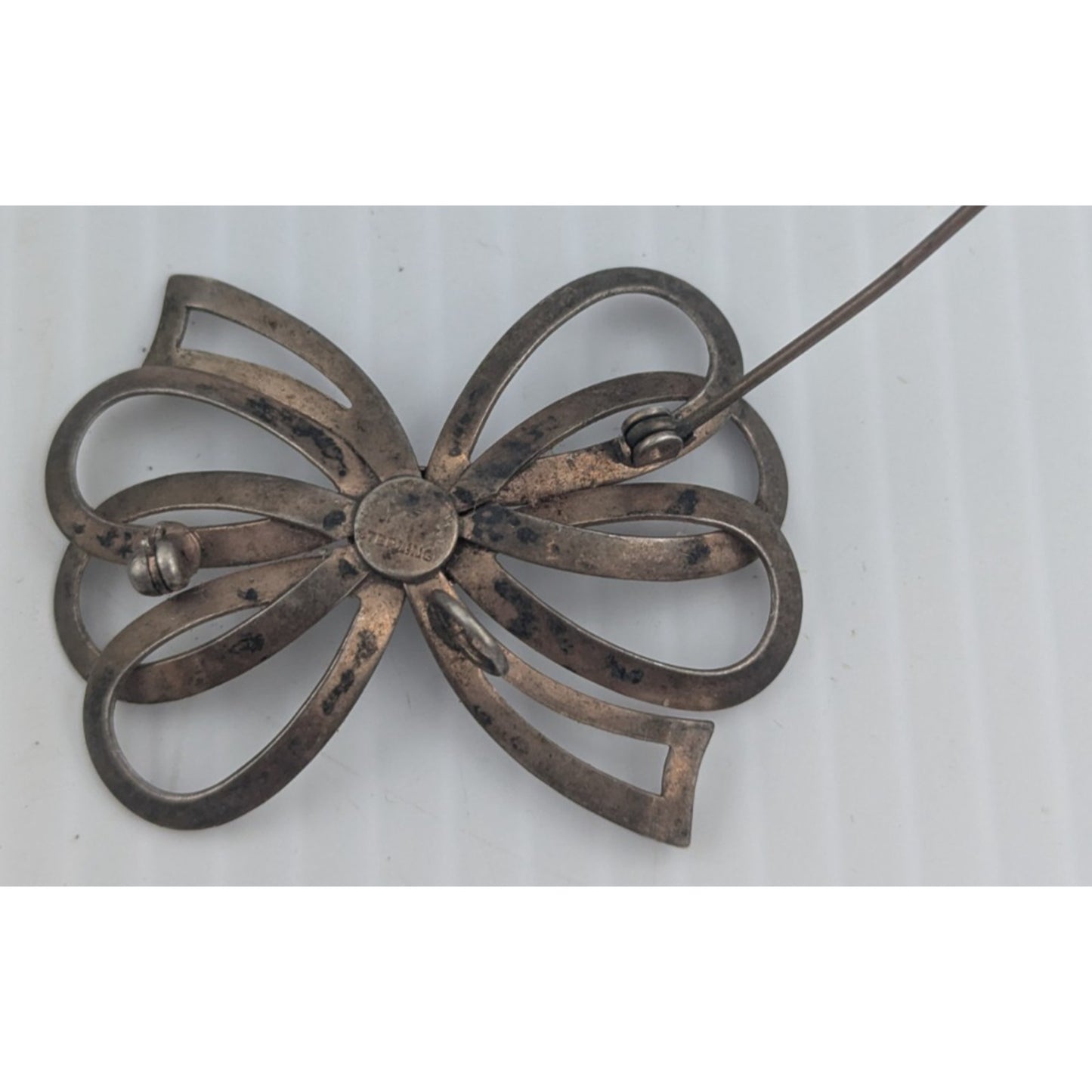 Vintage Modernist Dimensional Abstract Bow Sterling Silver Pin Brooch 8g