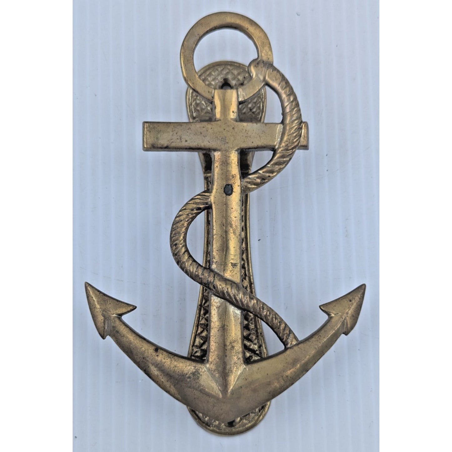Brass Anchor & Rope Door Knocker 6” Tall Nautical Design