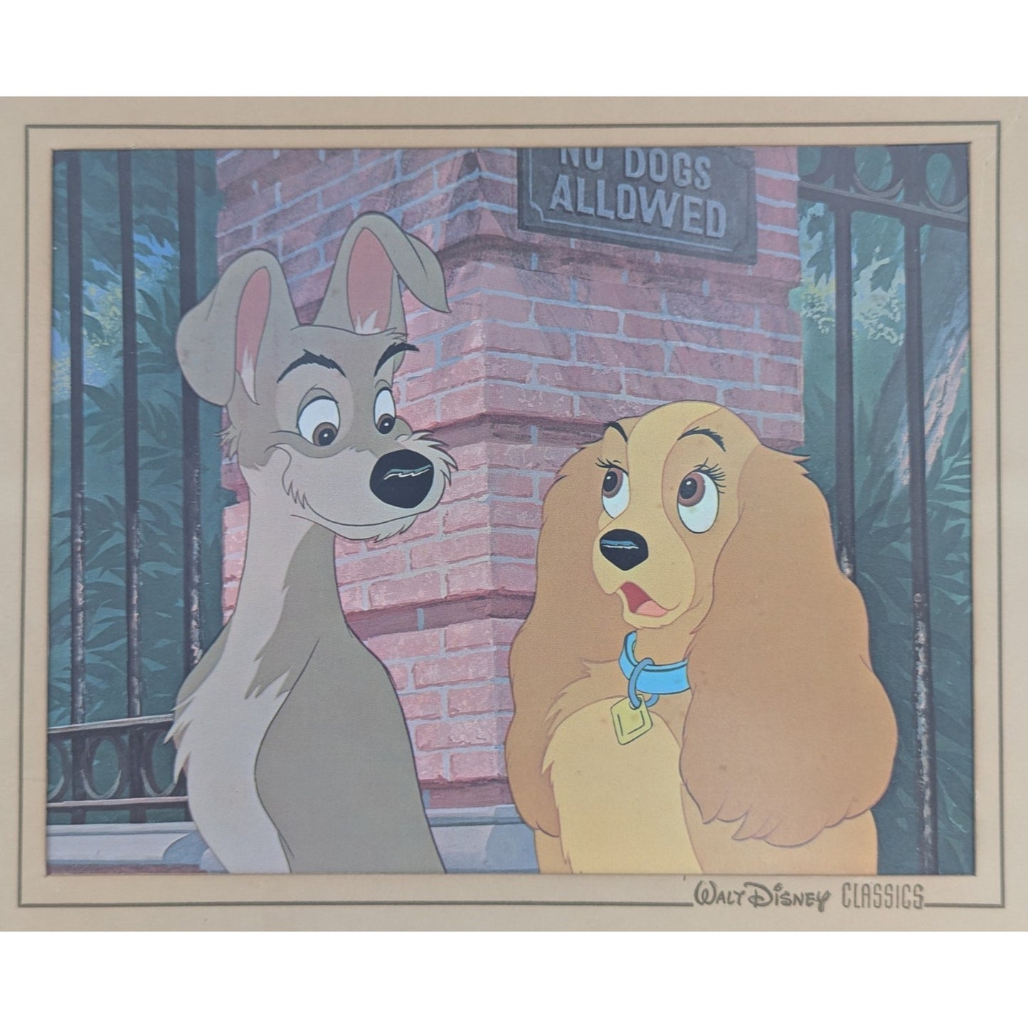 Lady & the Tramp Walt Disney Classics Vintage Disneyland Lithographic Print