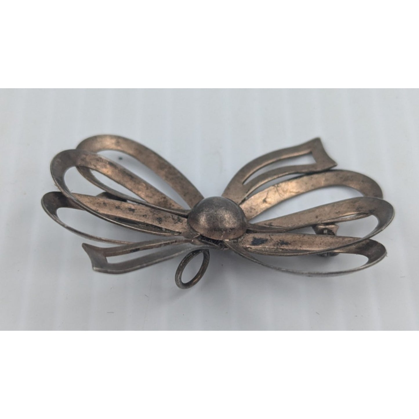 Vintage Modernist Dimensional Abstract Bow Sterling Silver Pin Brooch 8g