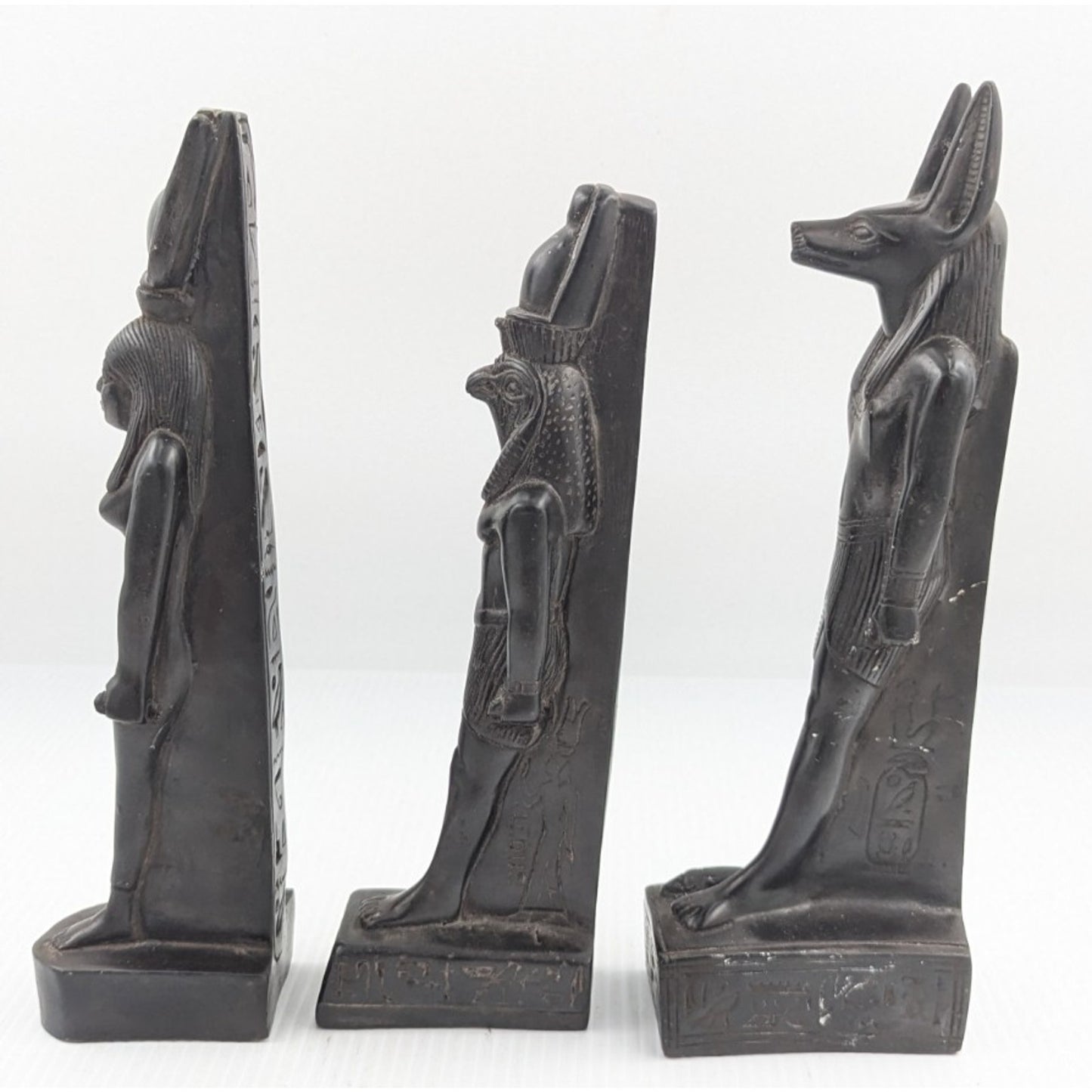 Egyptian God Figurine Set of 3 - Isis, Horus, Anubis 10" - 11" Tall
