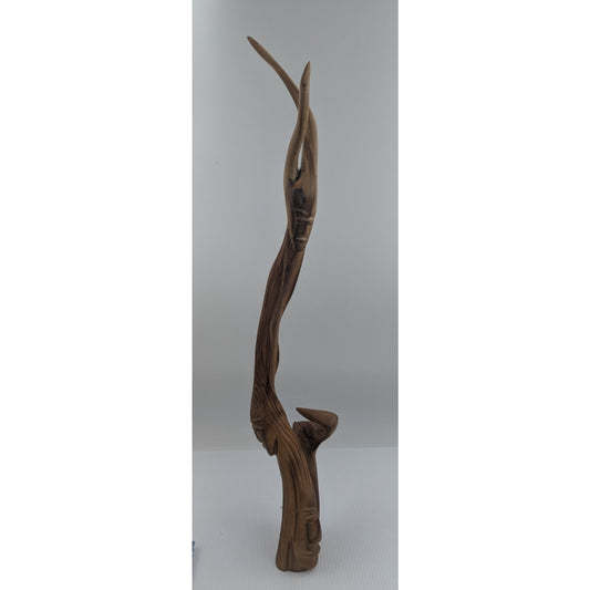 Vintage Drift Wood Carved Man Faces Spirit Wizard Whittle Sculpture Art