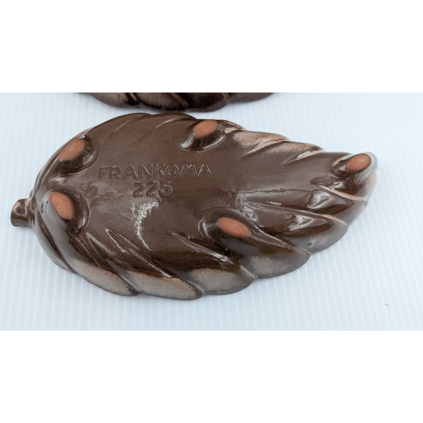 Frankoma Pottery Leaf Dish Snack Candy Nut Plate Set of 2 Plainsman Brown 225