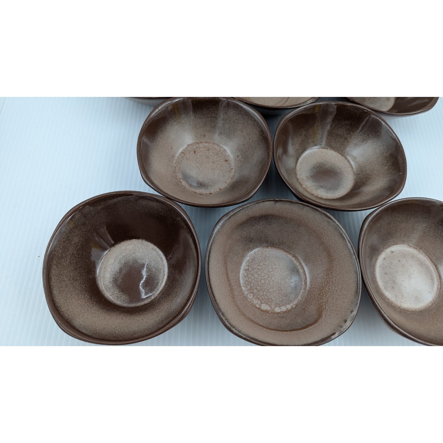 Frankoma Pottery Dessert Fruit Sauce Bowl Set of 8 Bowls 5" Plainsman Brown