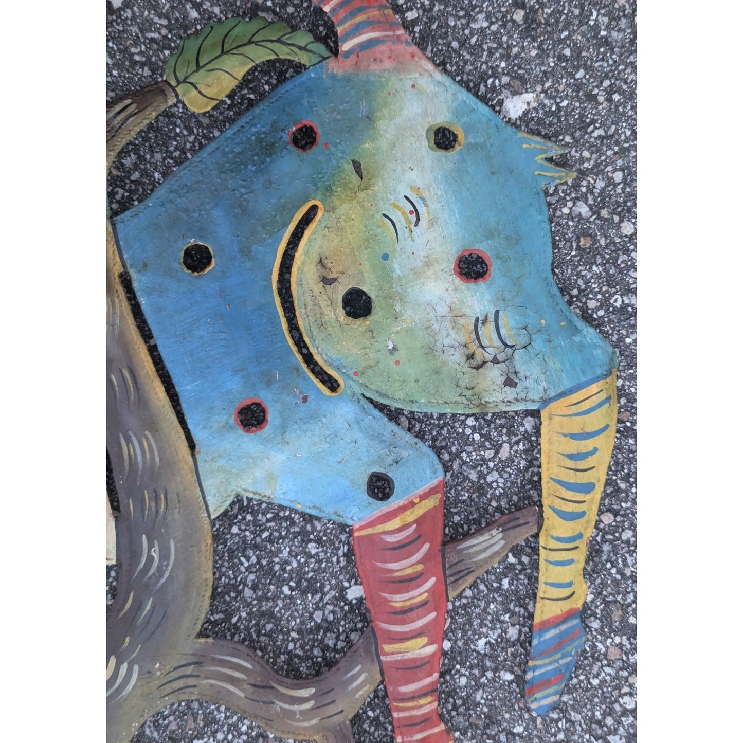 Drum Steel Cut Folk Art Animals Signed Jonas Balan Haitian Metal Sculpture