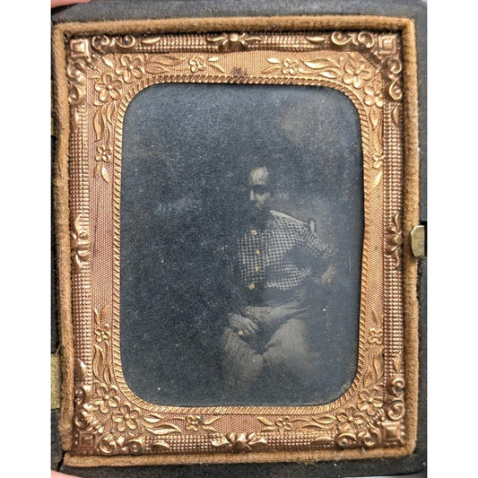 Antique Daguerreotype Tintype Photograph Tin Type With Case