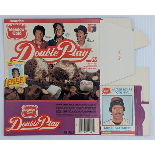 1986 Meadow Gold Double Play Ice Cream Box Mike Schmidt PA Phillies Card