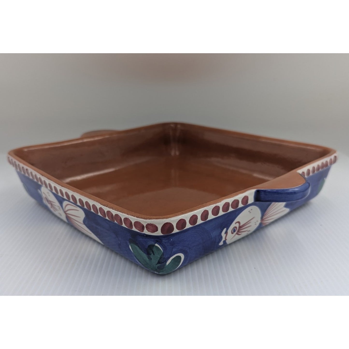 Vietri Solimene Blue Fish Campagna Pesce Square Baking Dish Casserole 11.5 Italy