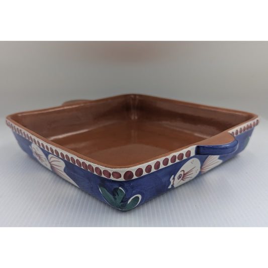 Vietri Solimene Blue Fish Campagna Pesce Square Baking Dish Casserole 11.5 Italy