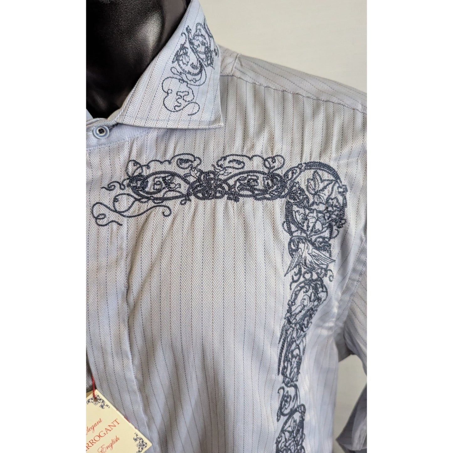 English Laundry Shirt Mens XXL Paisley Embroidered Button Up Flip Cuff - READ