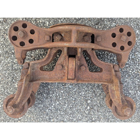 Antique Unloader Hay Trolley Carrier Cast Iron Pulley As Is Not Working