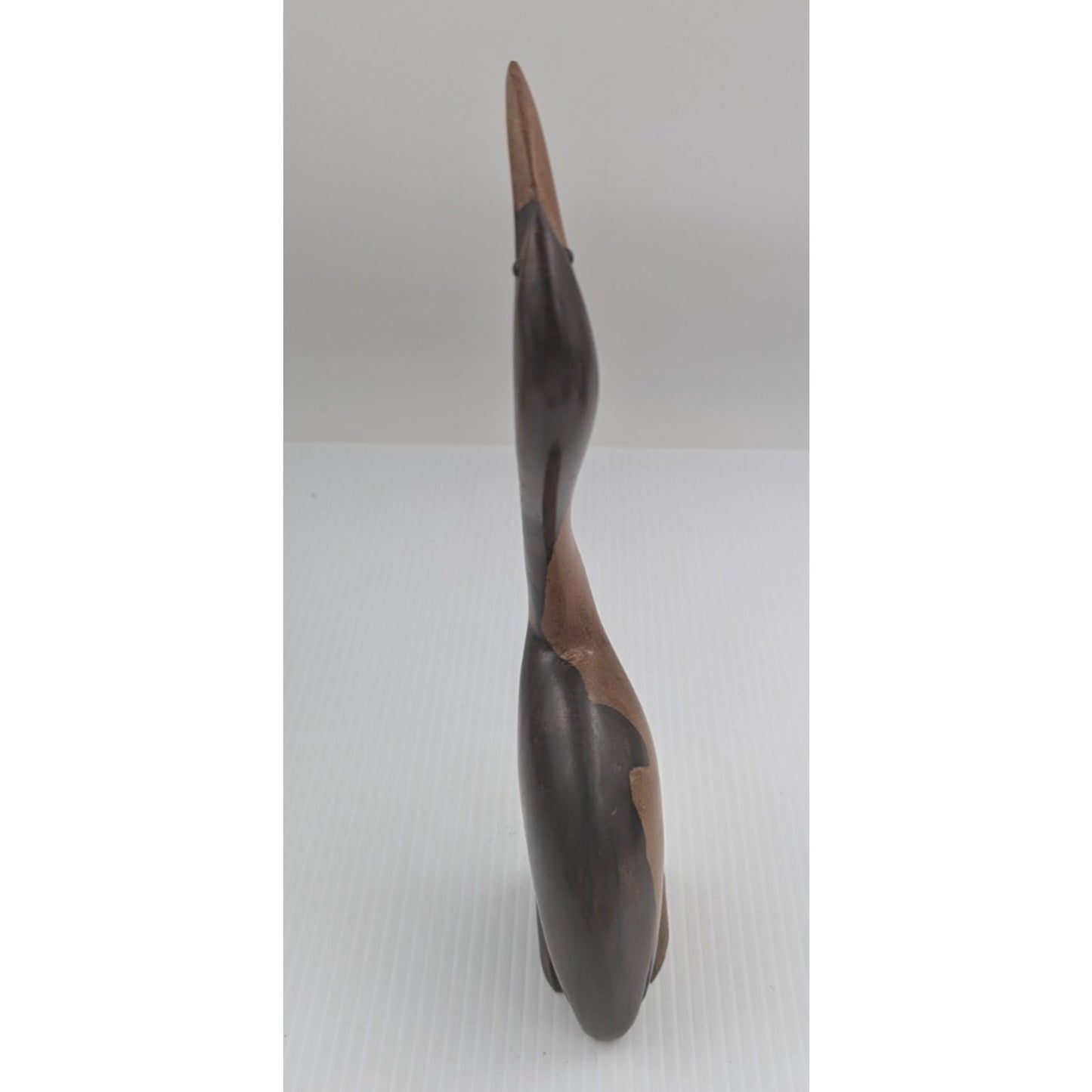 Hand Carved Crane Figurine Sculpture 11.5"H
