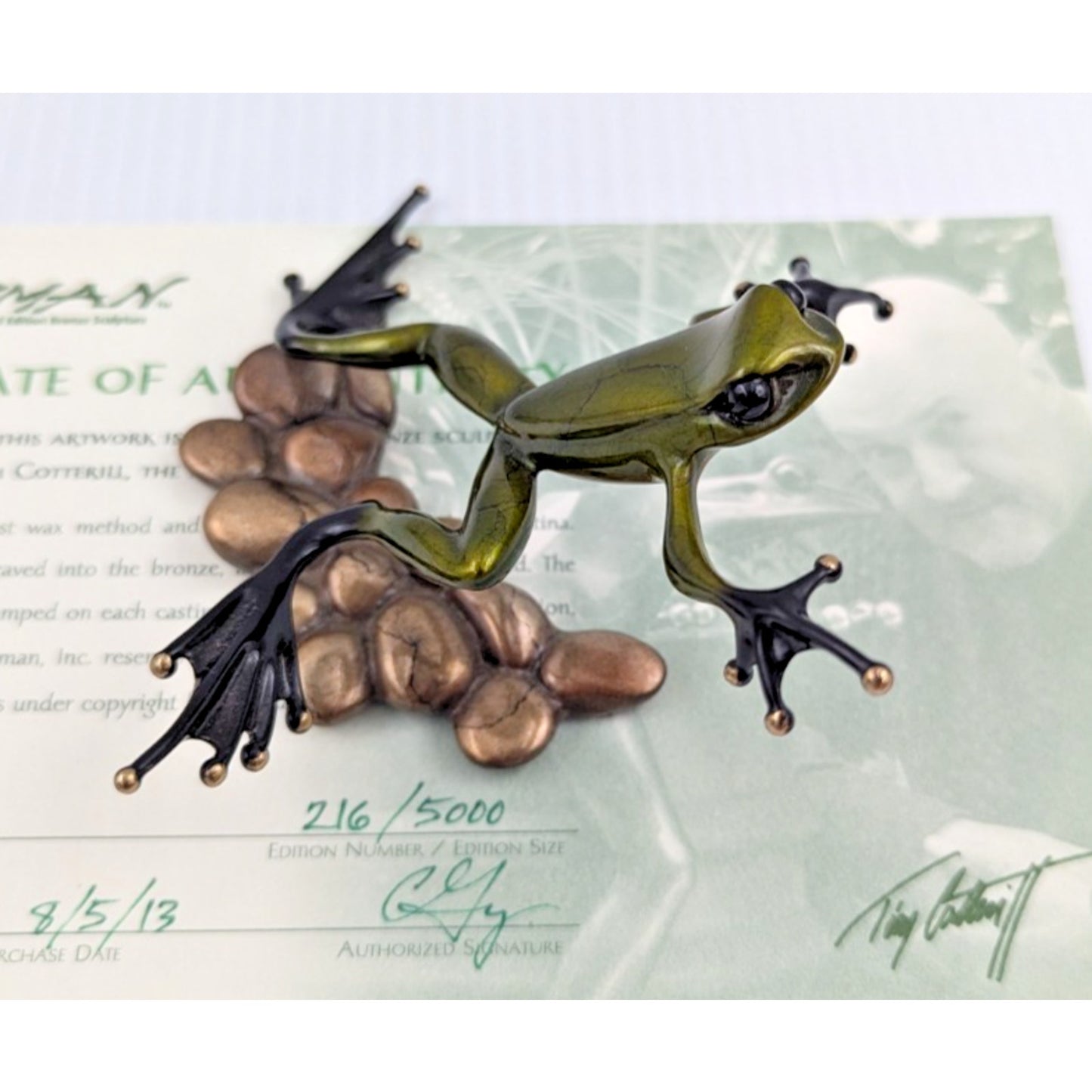 Tim Cotterill Frogman Bronze Frog Sculpture “Stepping Stone” LE #216/5000 w/COA