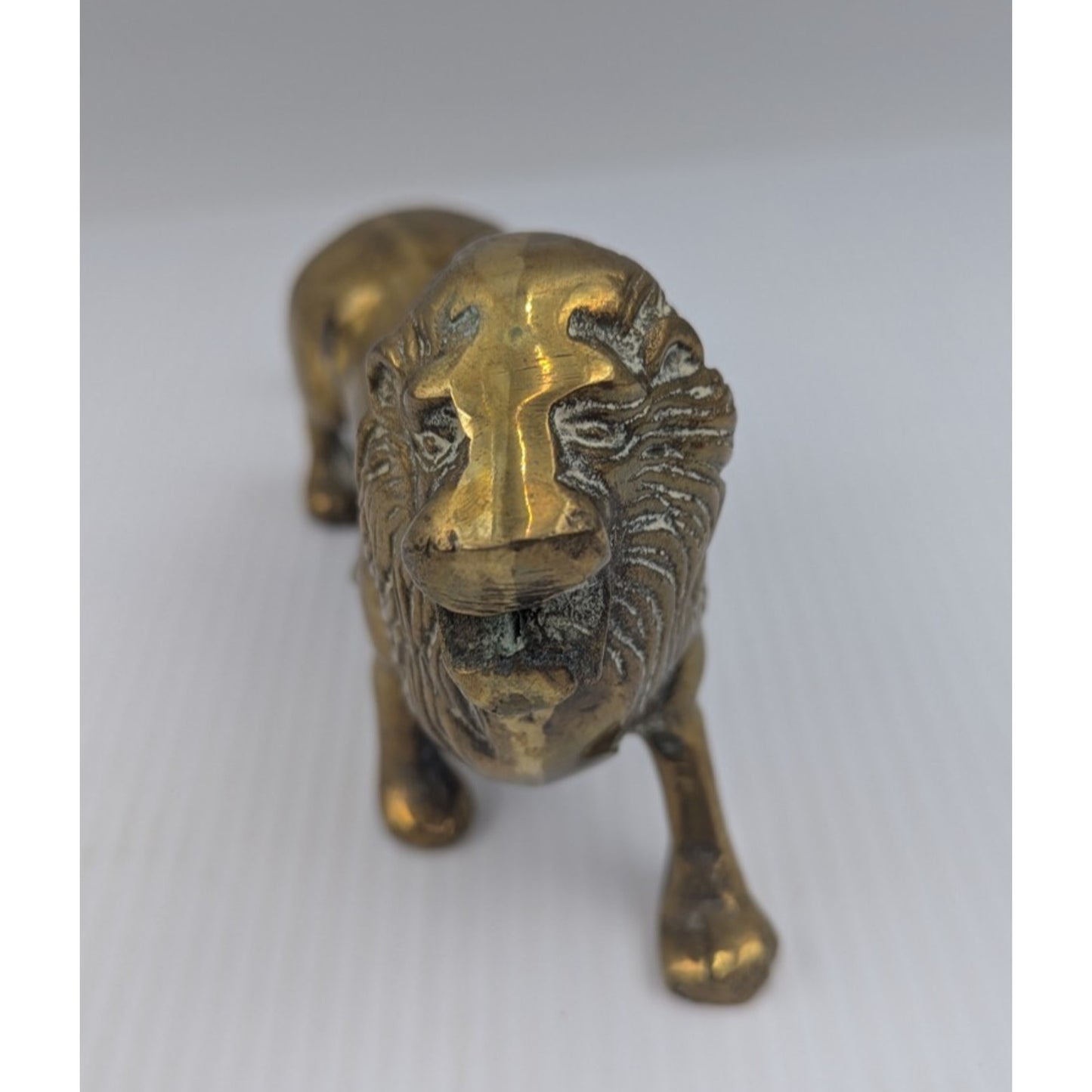 Vintage Roaring Brass Lion Figure 7.5"