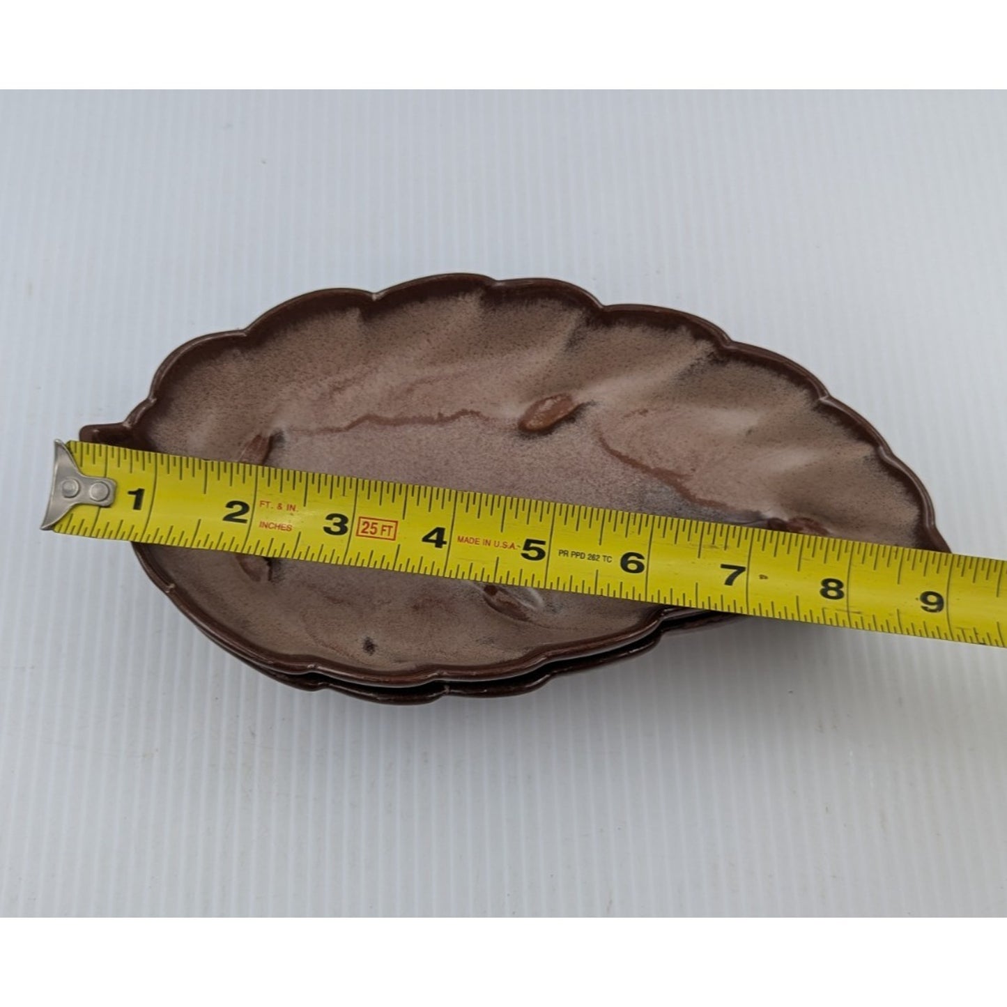 Frankoma Pottery Leaf Dish Snack Candy Nut Plate Set of 2 Plainsman Brown 225