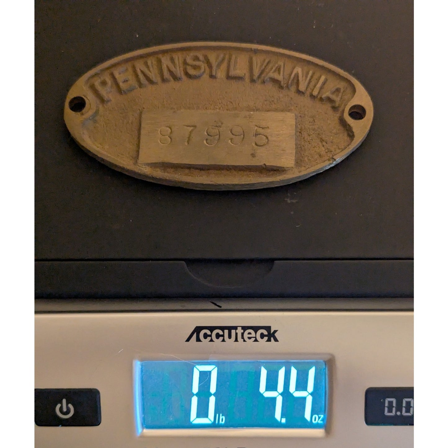 Vintage PRR Pennsylvania Railroad Solid Brass Plate Property Tag