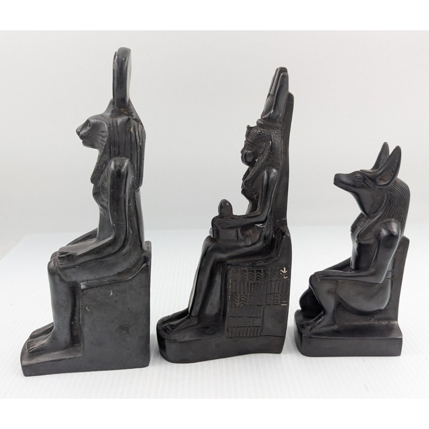 Egyptian God Figurine Set of 3 - Sekhmet, Isis Nursing Her son, Anubis