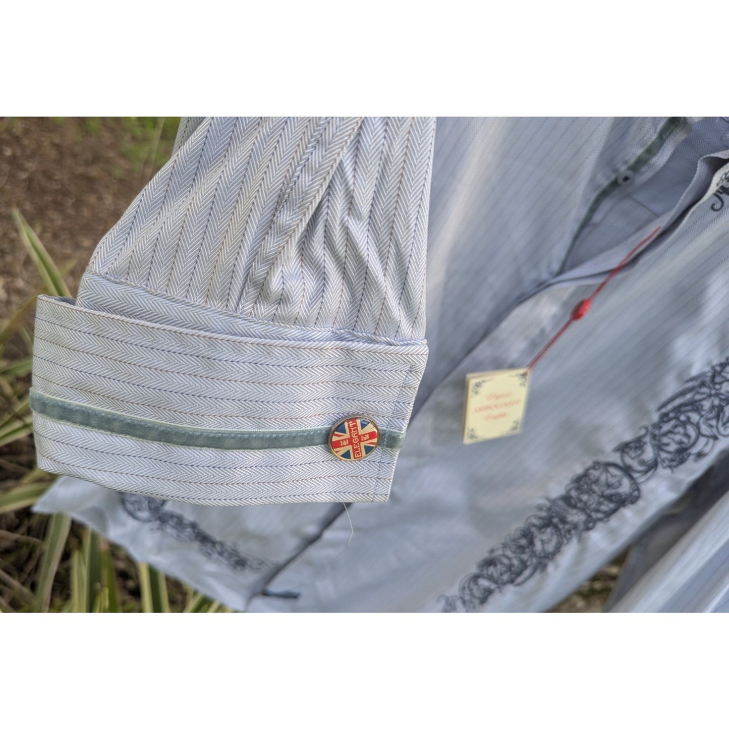 English Laundry Shirt Mens XXL Paisley Embroidered Button Up Flip Cuff - READ