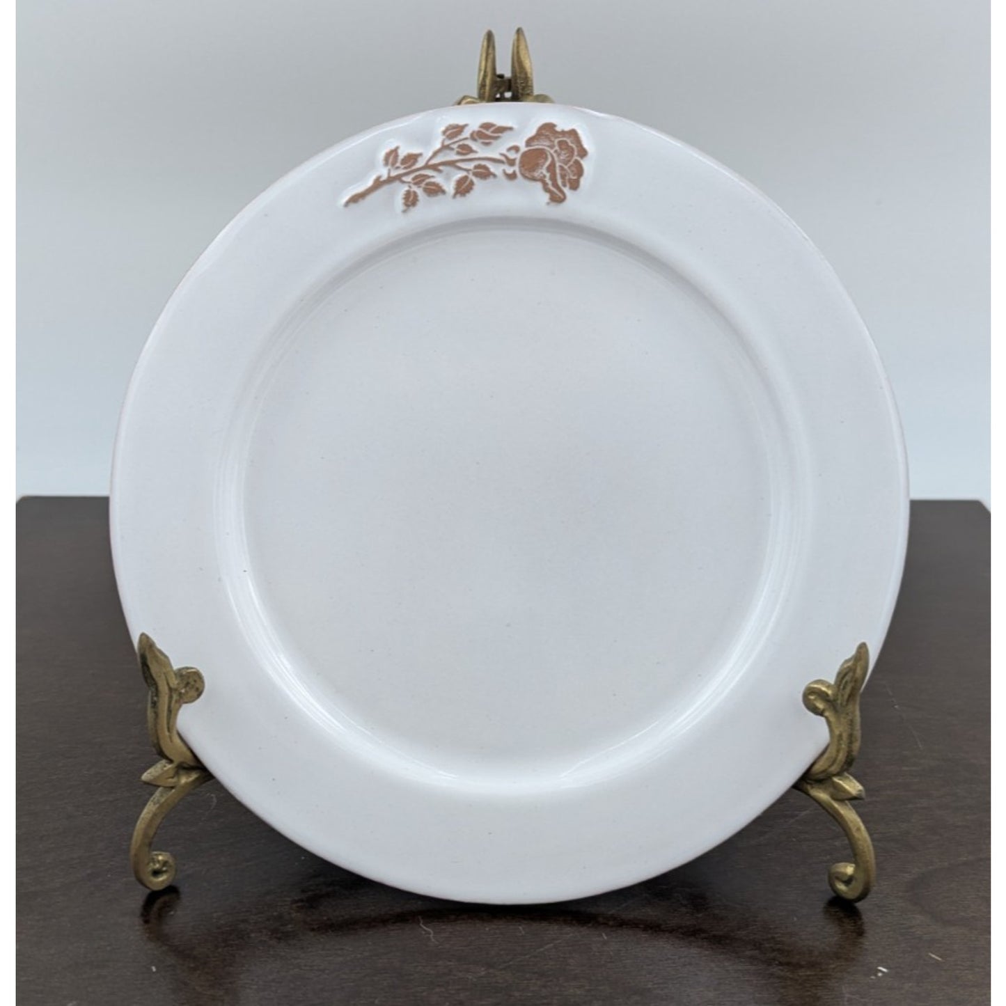 Frankoma Pottery Bone White Rose Flower Salad Plate 7-5/8"