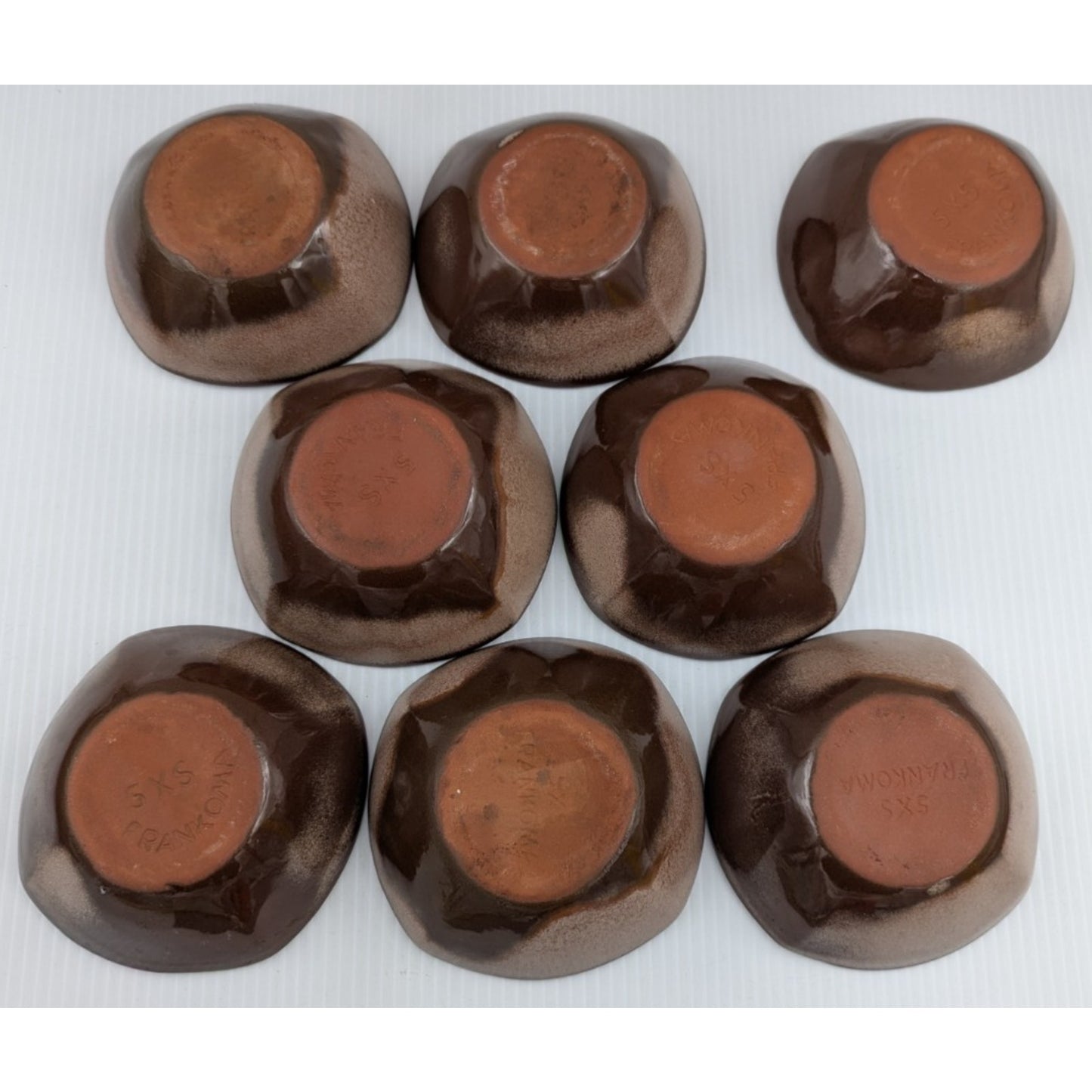 Frankoma Pottery Dessert Fruit Sauce Bowl Set of 8 Bowls 5" Plainsman Brown