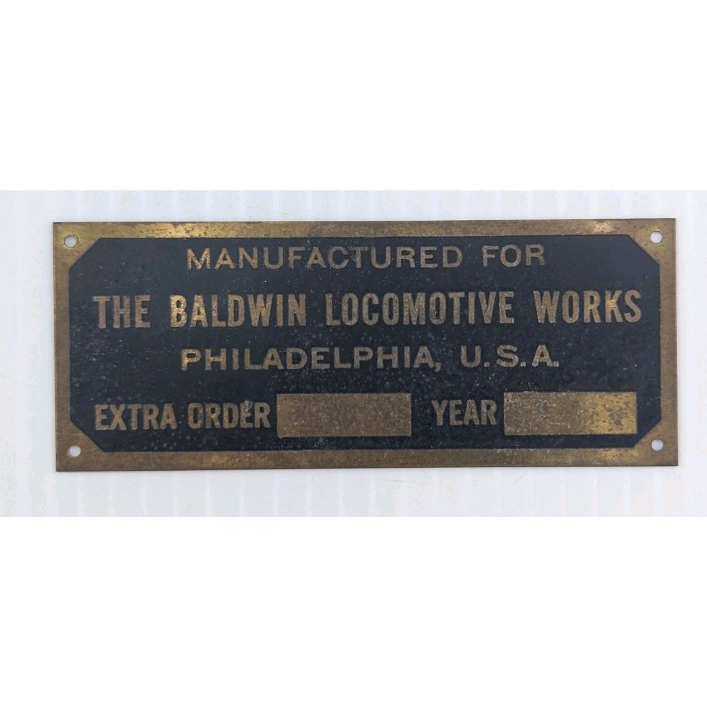 Manufactured for the Baldwin Locomotive Works Metal Tin Plaque Small