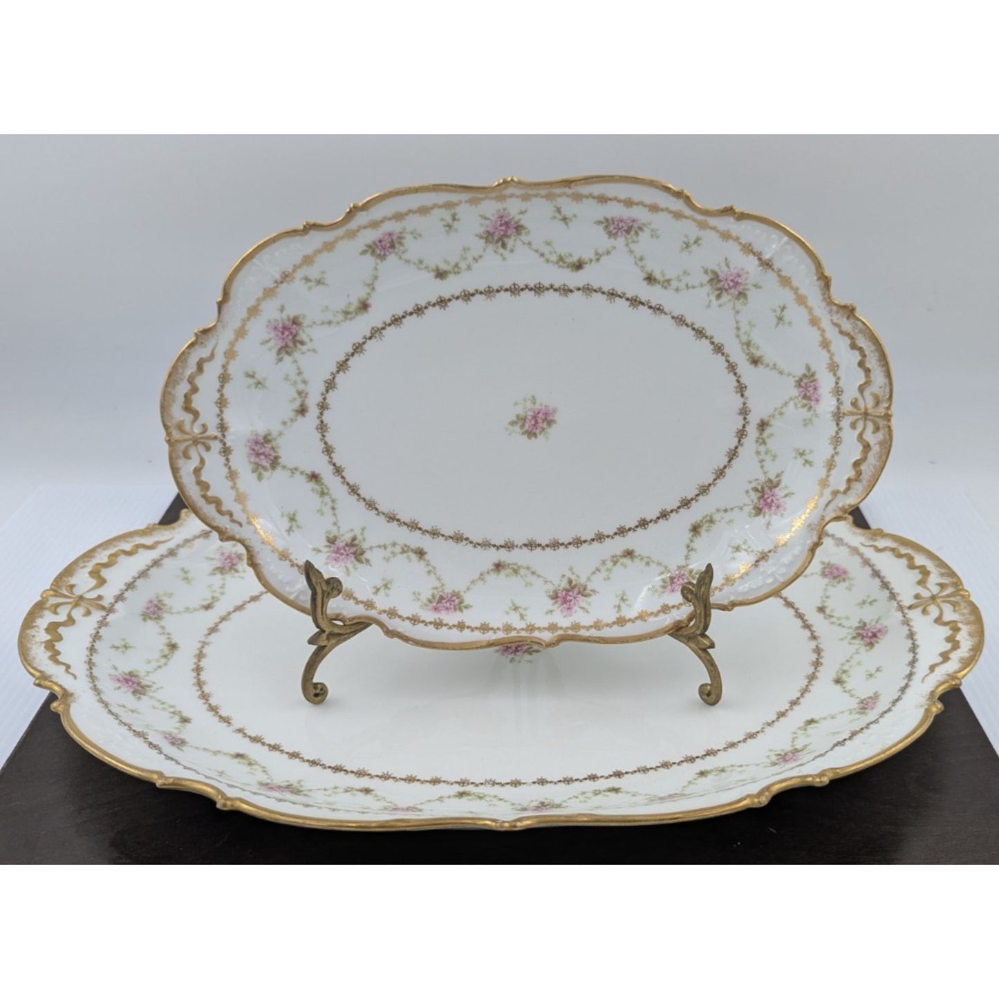 Charles Field Haviland Limoges Floral Oval Serving Platter Set of 2 GDA France