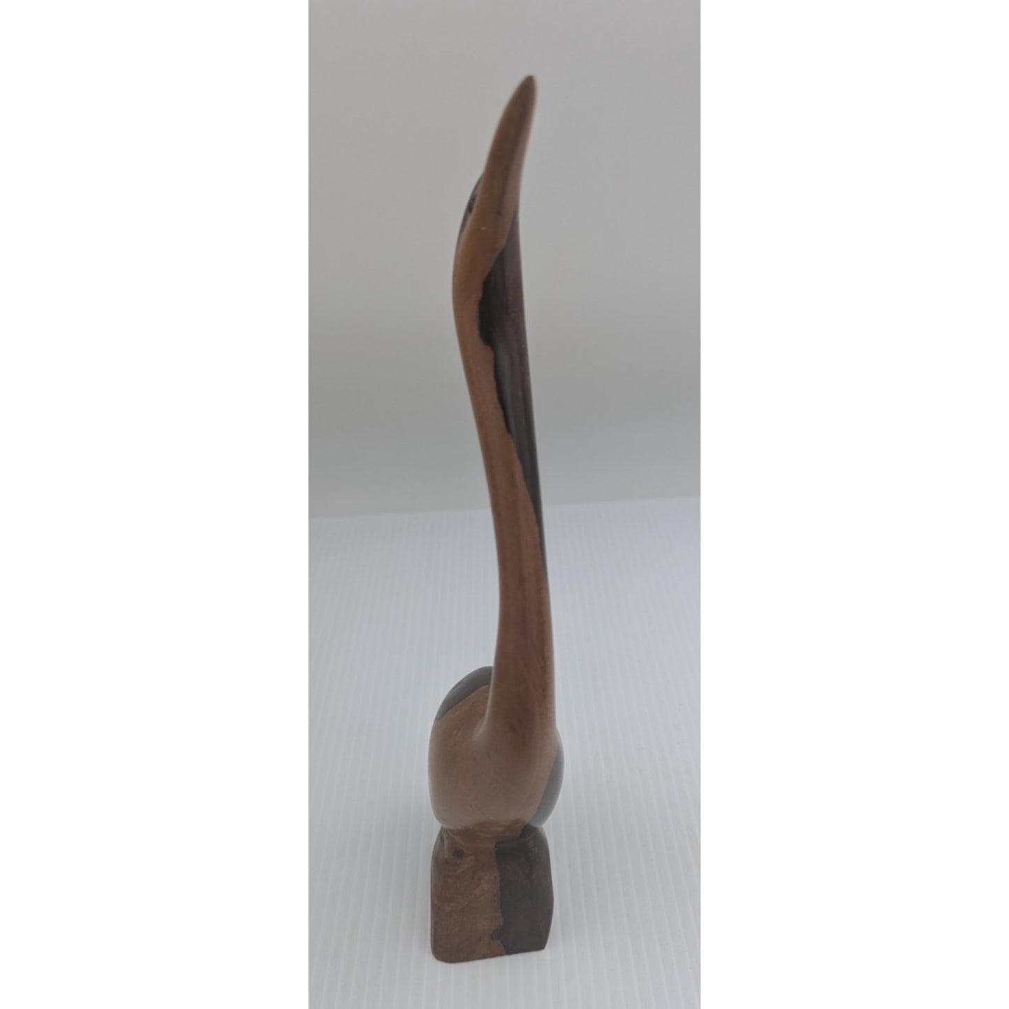 Hand Carved Crane Figurine Sculpture 11.5"H