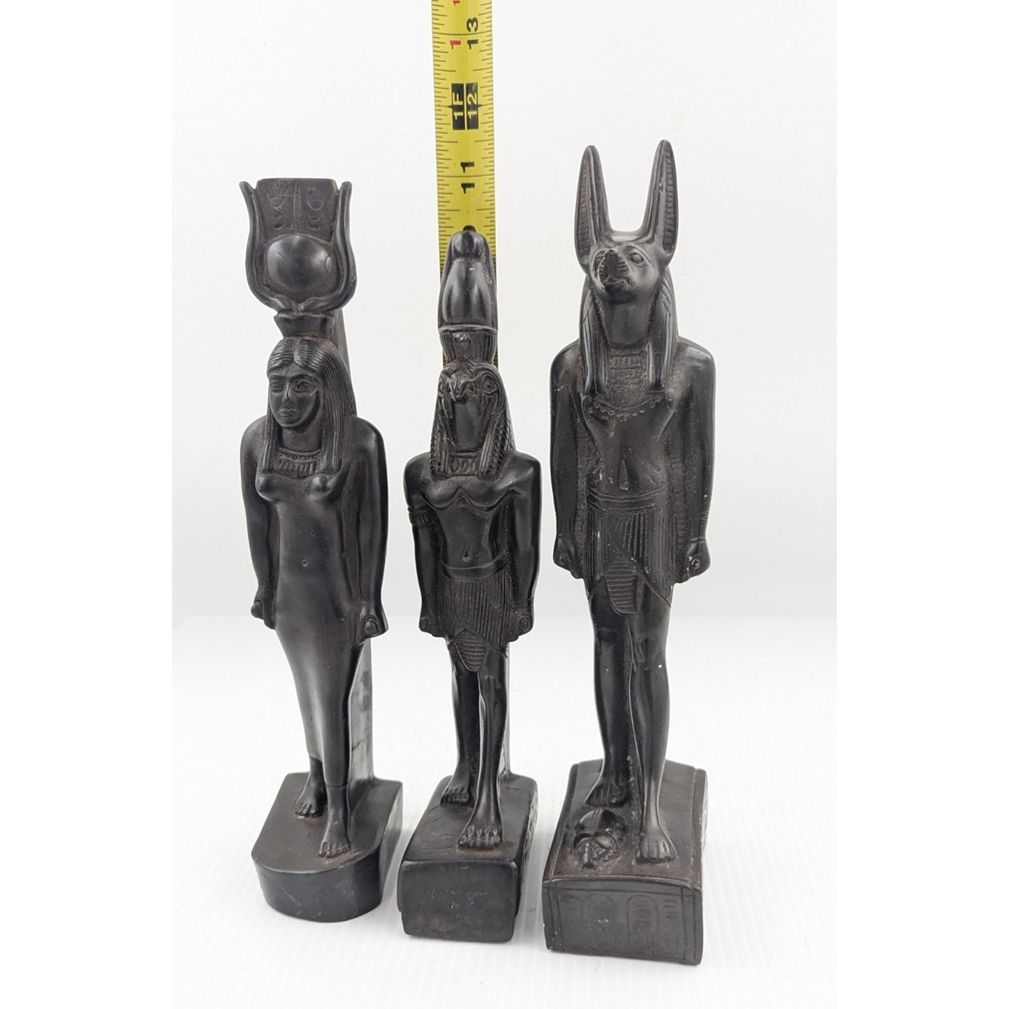 Egyptian God Figurine Set of 3 - Isis, Horus, Anubis 10" - 11" Tall