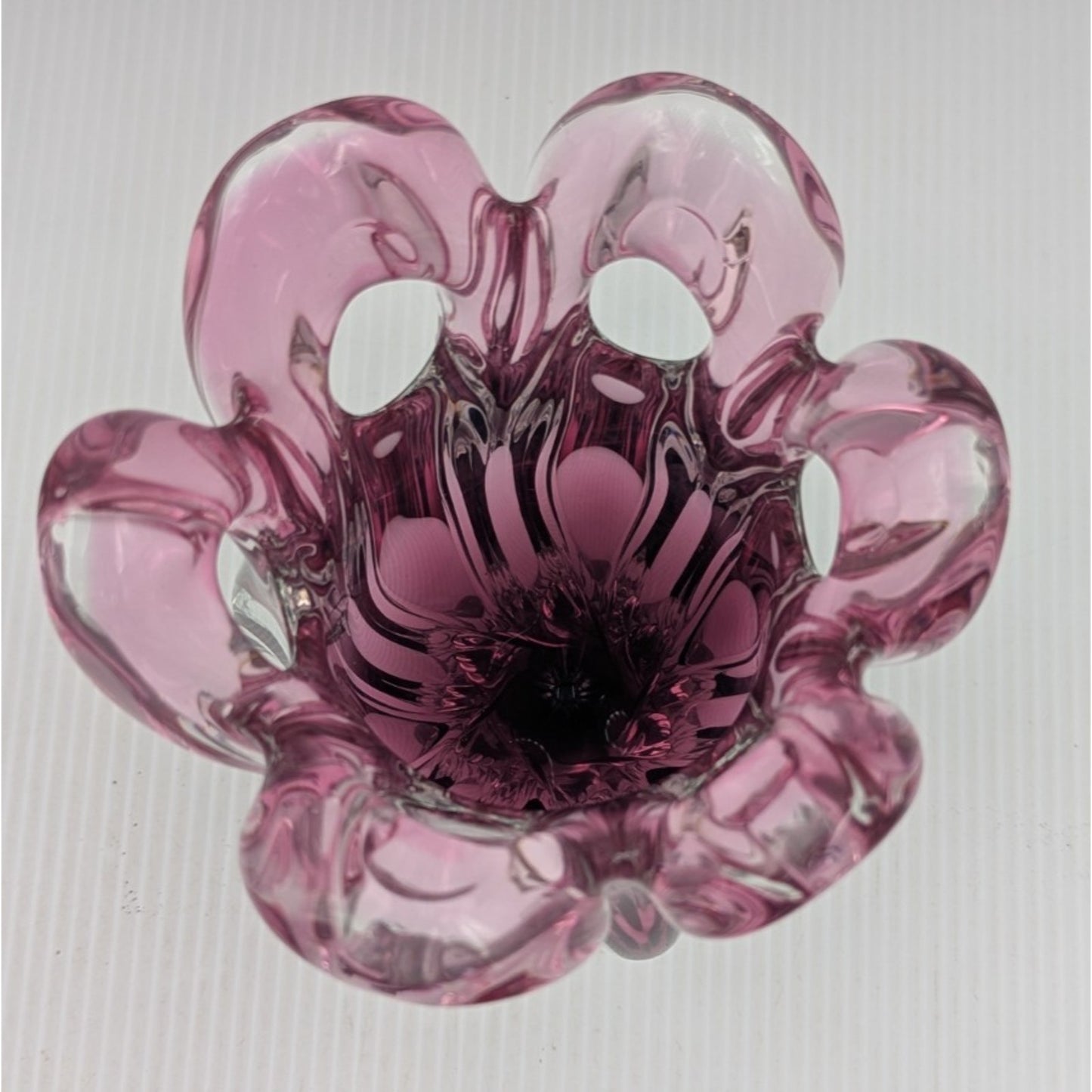 Bohemian Czech Chribska Glassworks Josef Hospodka 9.5 Vase Pink Incased in Clear