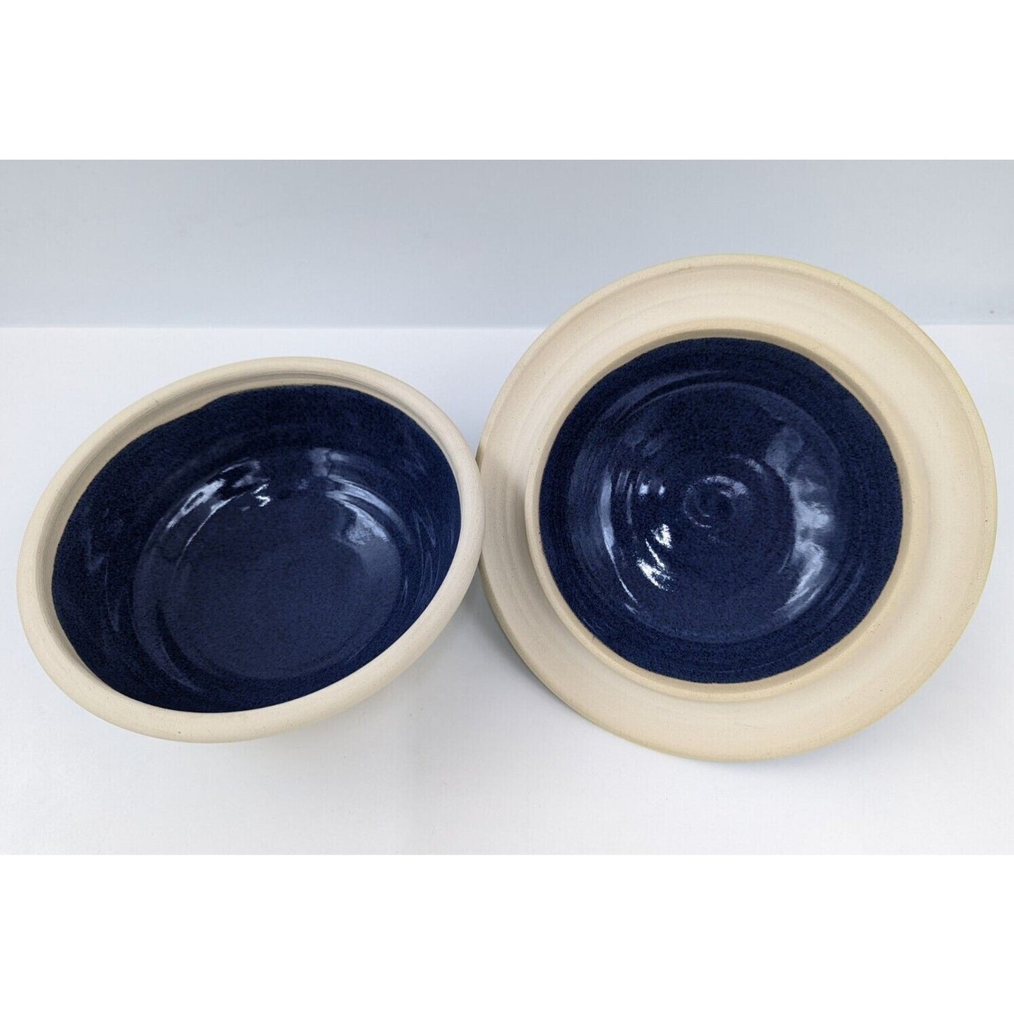 Aldrich Valley Pottery Blue Bird Finial Floral Lidded Bowl Signed - READ