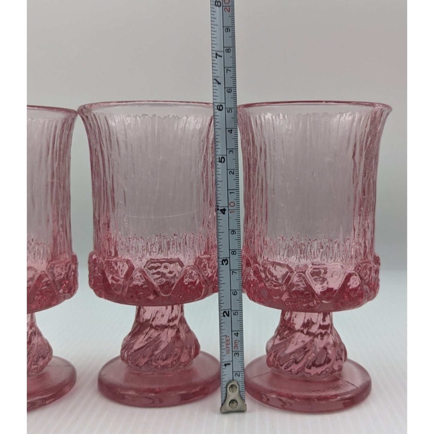 Vintage Fostoria Sorrento Pink Goblets Pedestal Glasses 6" Set of 6