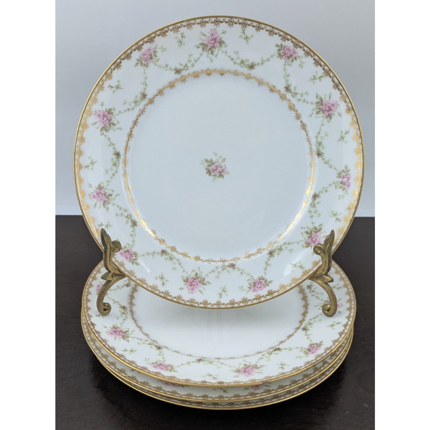 Charles Field Haviland Limoges Floral Luncheon Plate Set of 4 Plates GDA France