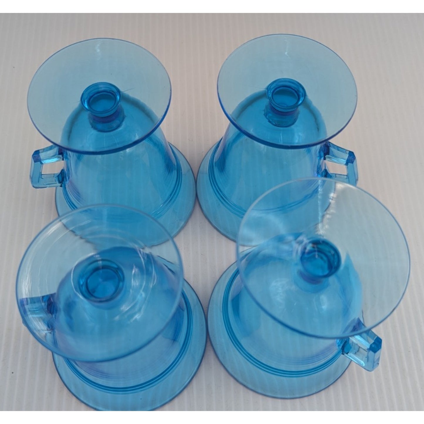 Fostoria Priscilla Blue Luncheon Set for 4 Plates Footed Custard Cups Bridge Set