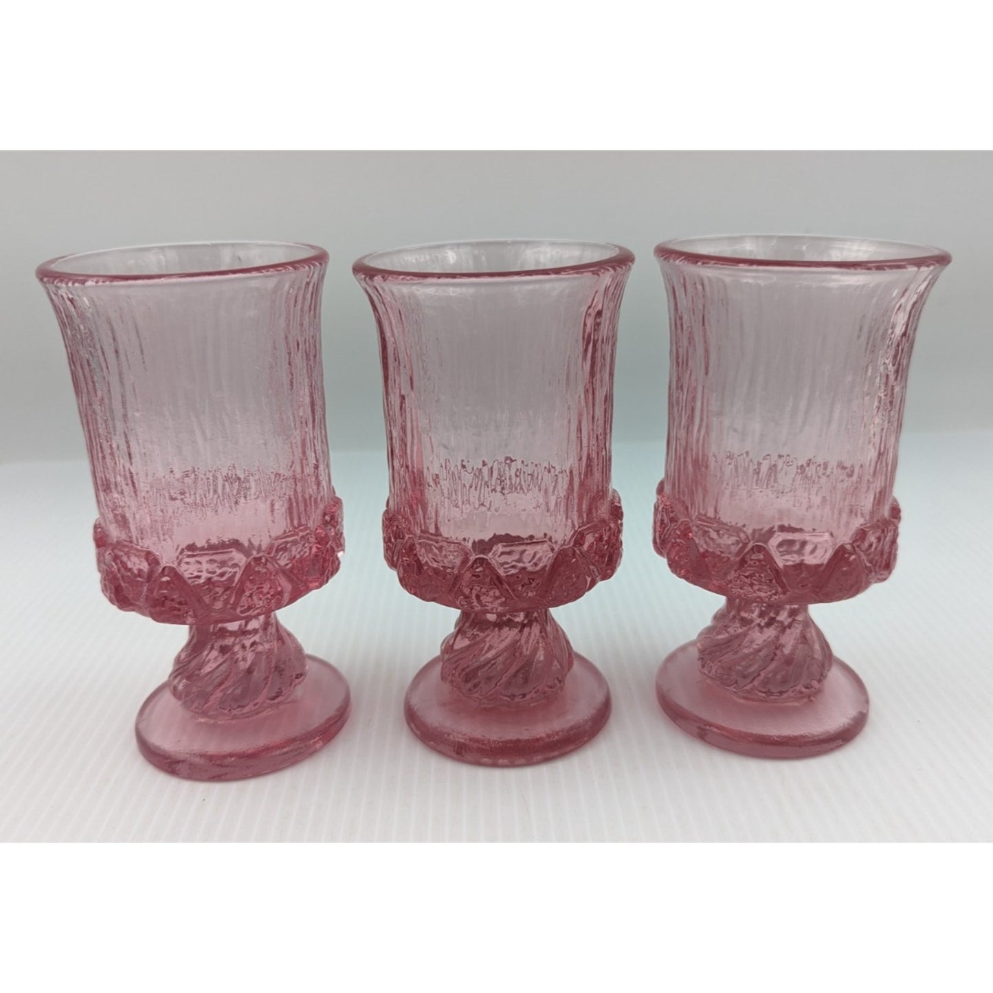 Vintage Fostoria Sorrento Pink Goblets Pedestal Glasses 6" Set of 6