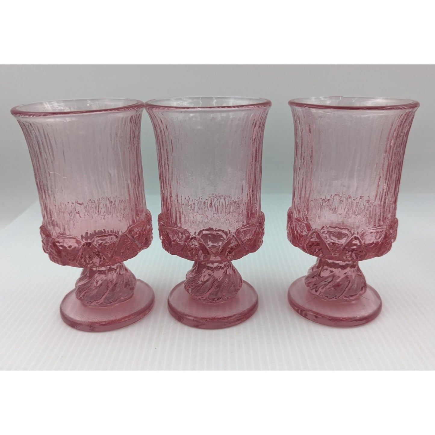 Vintage Fostoria Sorrento Pink Goblets Pedestal Glasses 6" Set of 6