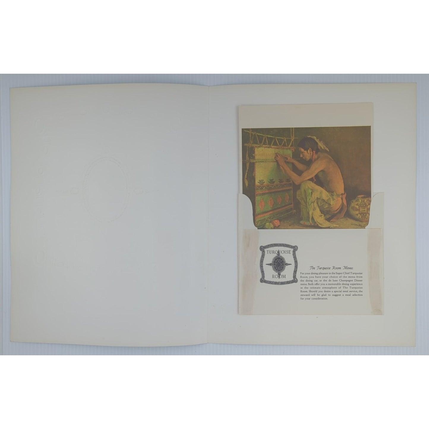 Santa Fe Railroad Super Chief Turquoise Room Menu Large 14" x 11"