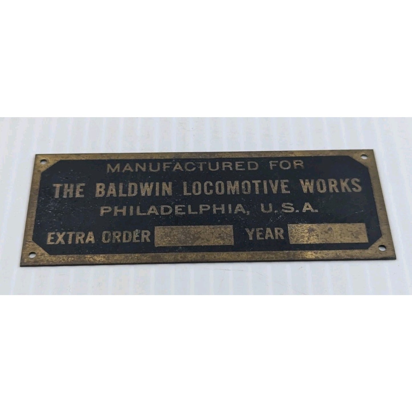 Manufactured for the Baldwin Locomotive Works Metal Tin Plaque Small