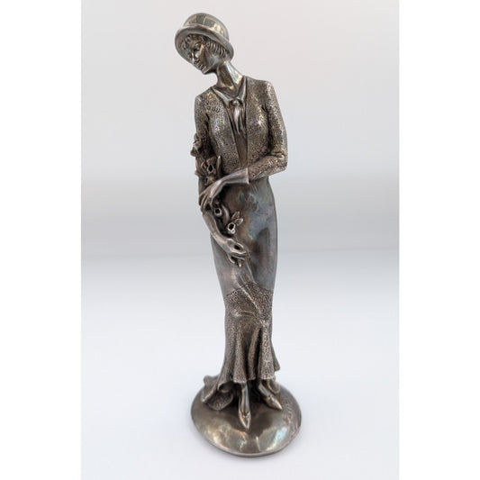 Fratelli Magrino Argentieri Sterling Silver Over Resin Lady Figurine Italy