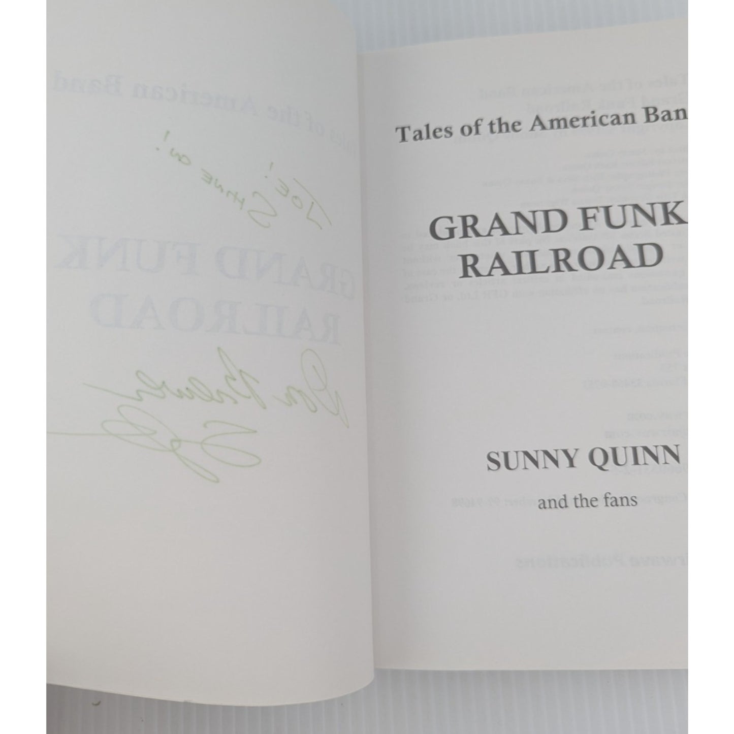 Tales of the American Band Grand Funk Railroad Signed by Sunny Quinn Don Brewer