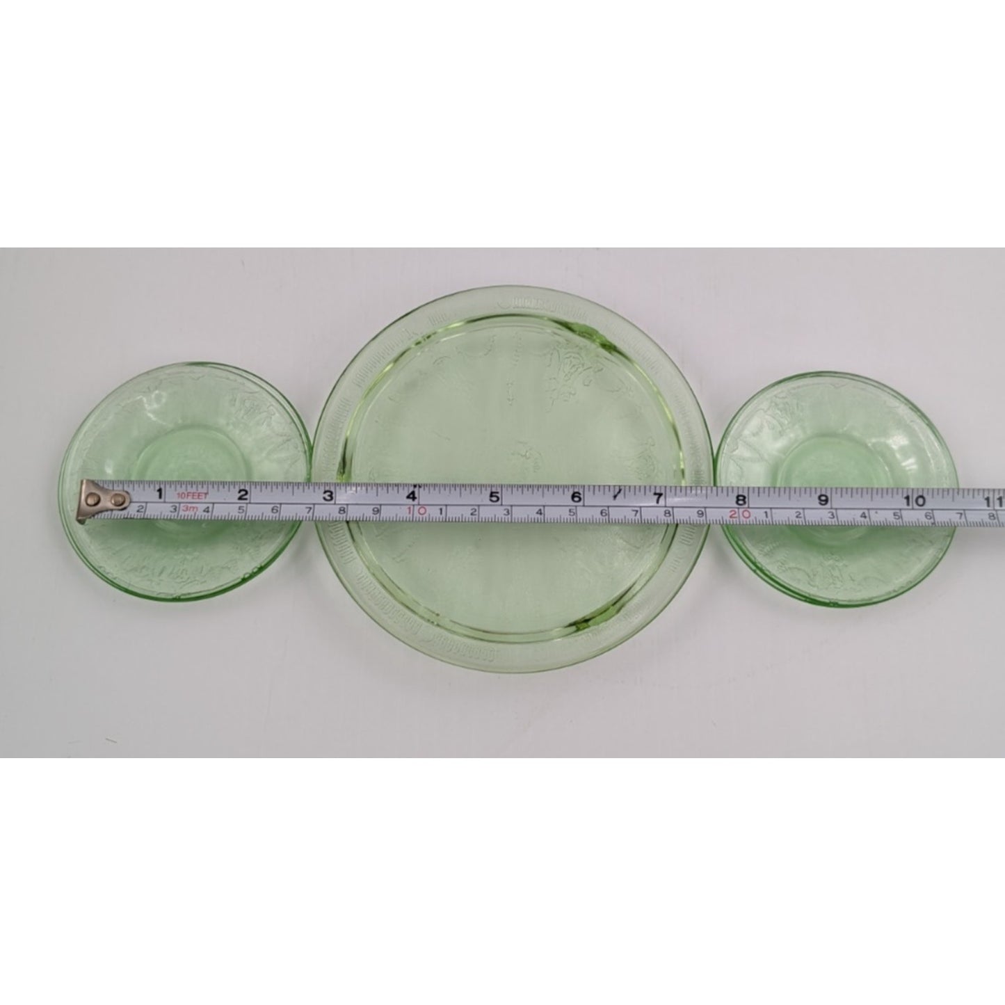 Vintage Mosser Green Glass Miniature Jennifer Set #4 - Cake Plate Dessert Set