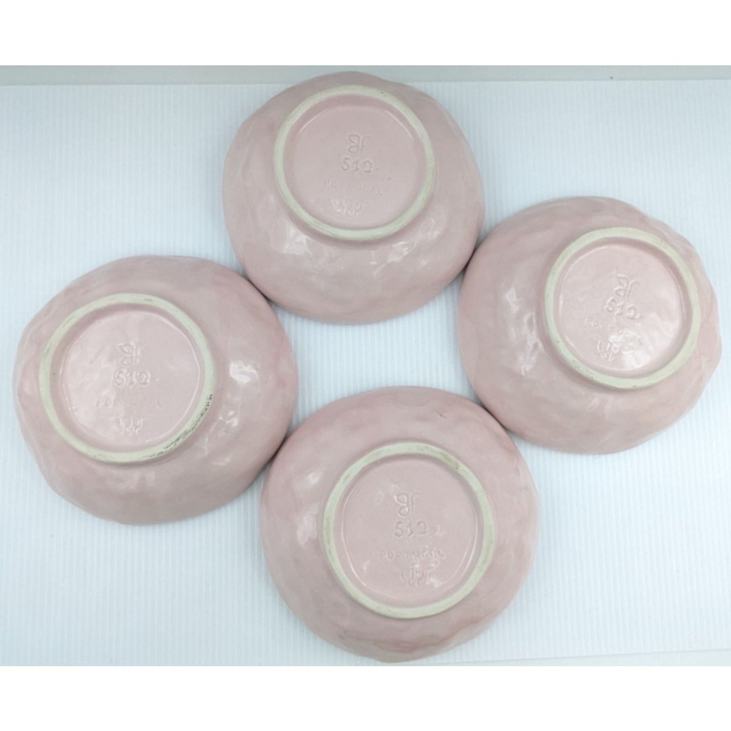 Pink Majolica Cabbage Leaf Soup Pasta Bowl Set of 4 Bowls 8" JF 512 Portugal
