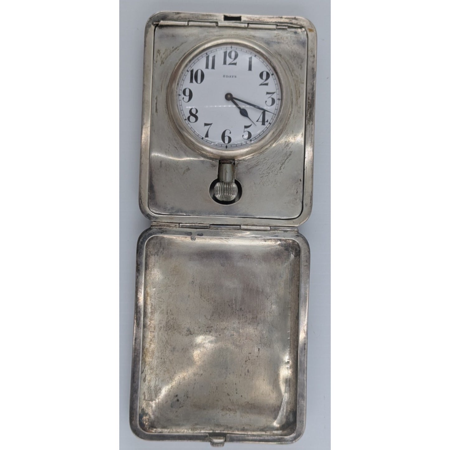 Vintage Marcus & Co Sterling Silver Case 8 Day Travel Clock Watch